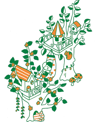 拠点のツリーハウスのイラスト